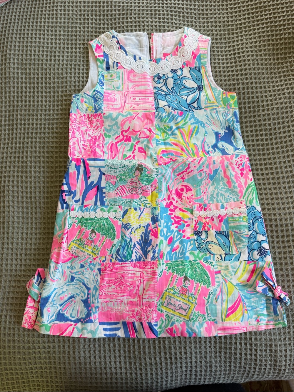 Lilly Pulitzer Girls' Multicolor Patchwork Shift Dress - Pink, Blue & Green